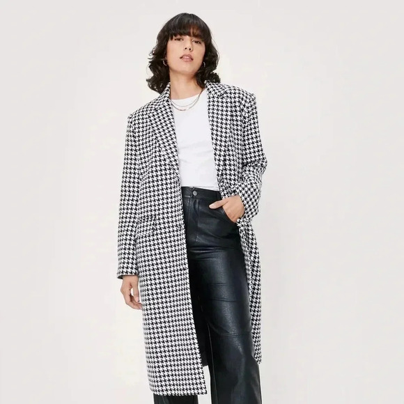 Nasty Gal houndstooth coat size 10 - Picture 8 of 10
